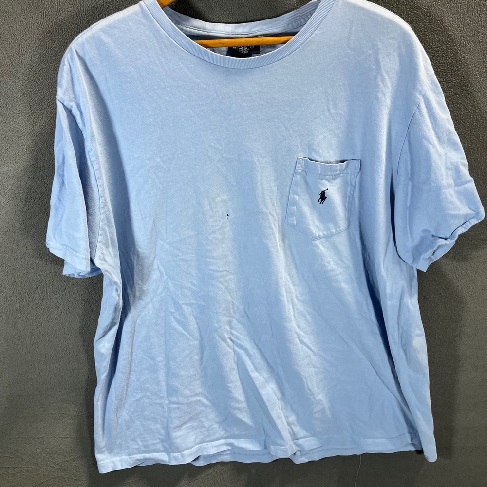 Polo Ralph Lauren Mens XL Light Blue Short Sleeve Pocket T-Shirt Pony Logo